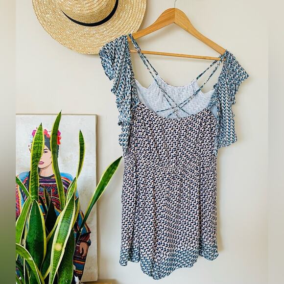 Anthropologie Elevenses Madalenna Ruffle Sleeve Romper - Picture 3 of 5